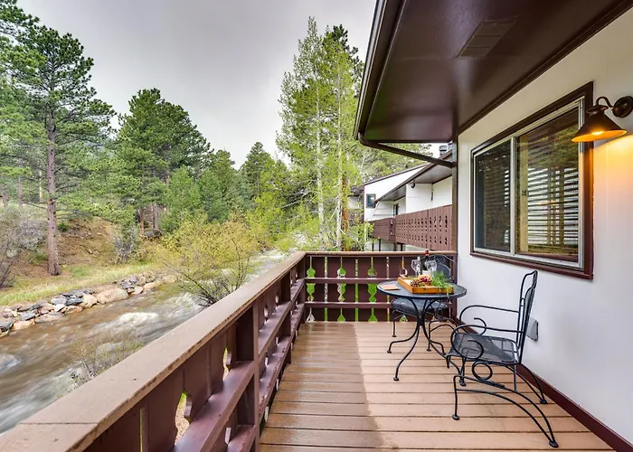 Estes Park Condo Rental Balcony With River Views!